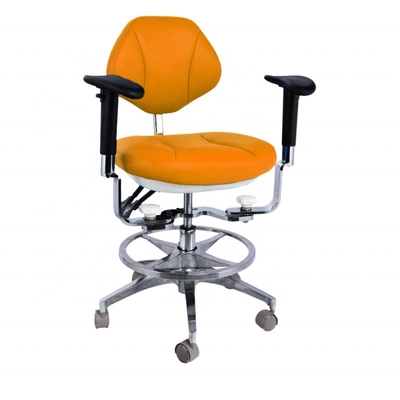 Sedia assistente dentale di design ergonomico 5 ruote universali sgabello dentistico con doppio appoggio braccio
