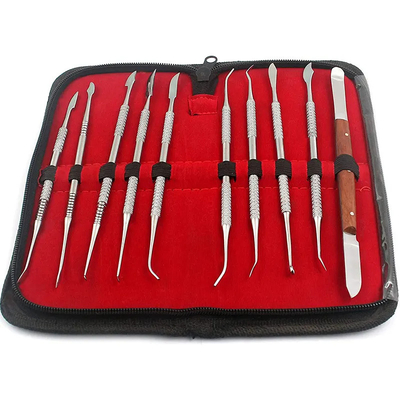 Coltello di scultura dentale a doppio taglio in acciaio inossidabile 10pcs/ set Strumenti per scolpire cera dentale