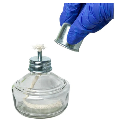 Laboratorio odontoiatrico Lampada da 120 ml per alcol spirit Lampada a tappo metallico Lampada da alcol con candela tessuta