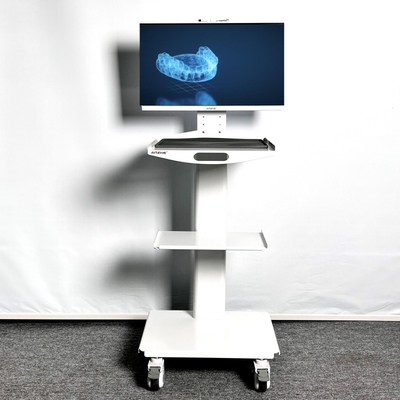 Camionetto di strumenti della clinica dentale con presa in acciaio inossidabile carrello mobile per la scansione orale con schermo da 24 pollici