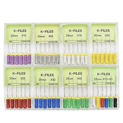 6pcs / Box Canale radicale K File Trattamento endontico dentale Endo file Niti Dental K file