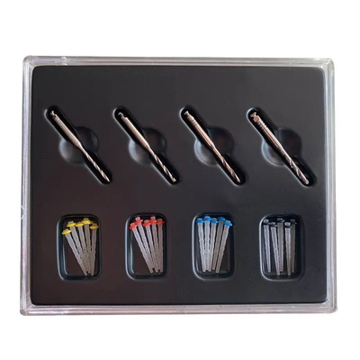 Dental Straight Screw Tapered Endodontics Spirale Fibre Post con trapano 20 Post e 4 trapano Dental Glass Fiber Post