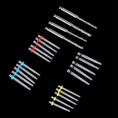 Dental Straight Screw Tapered Endodontics Spirale Fibre Post con trapano 20 Post e 4 trapano Dental Glass Fiber Post