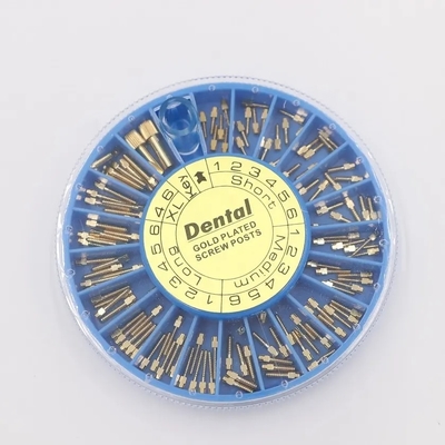Trattamento Utilizzare Strappo dentale in acciaio inossidabile Dental Instrument Endodontic Assorted Gold Plated Screw Post 120pcs Per Box