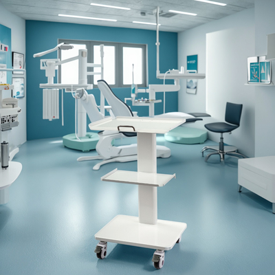 Carrello per dentisti in acciaio inossidabile Carrello di laboratorio mobile multifunzione con presa incorporata 3 strati Carrello mobile