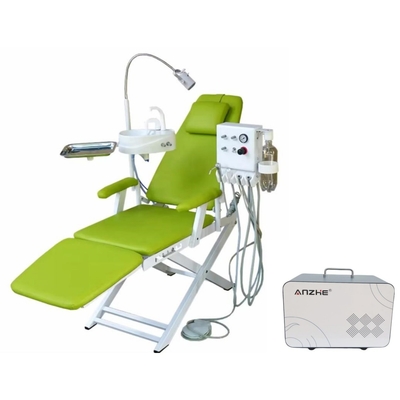 Sedile dentale pieghevole leggero con turbina sospesa Sedile di trattamento dentale mobile con compressore d'aria portatile da 550W