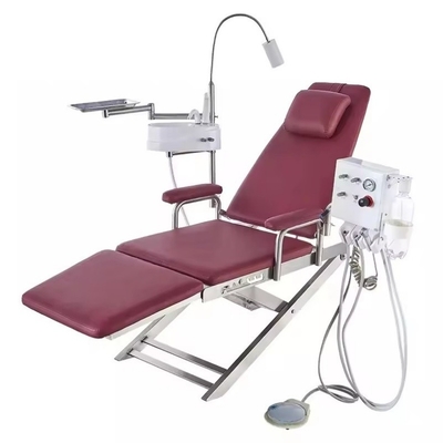 Sedile dentale pieghevole leggero con turbina sospesa Sedile di trattamento dentale mobile con compressore d'aria portatile da 550W