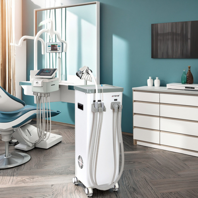Unità mobile di aspirazione dentale con serbatoio dell'acqua sporca drenaggio automatico ejetore di saliva dentale aspirazione 800L per minuto aspiratrice