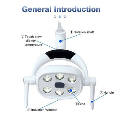 Lampada a induzione dentale a 6 LED per unità dentale 9W Luce LED regolabile per chirurgia orale Lampada senza ombre con sensore