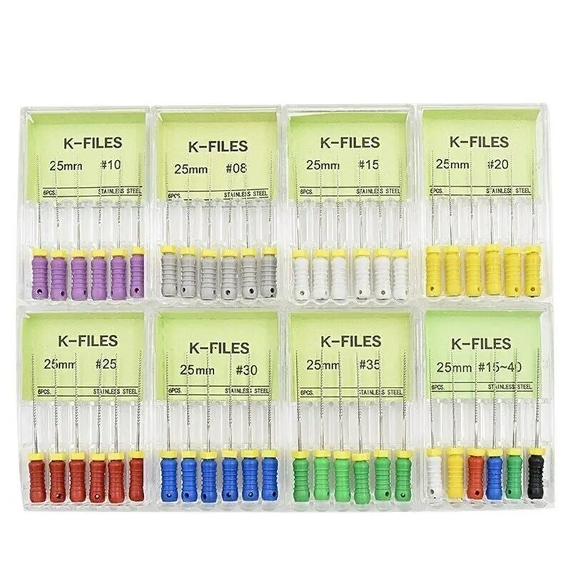 6pcs / Box Canale radicale K File Trattamento endontico dentale Endo file Niti Dental K file