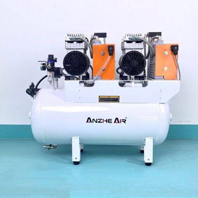 Un buon prezzo. 220V 60L Compressore d'aria dentale con asciugatrice d'aria Compressore d'aria medica silenziosa senza olio per 4 unità dentali in linea