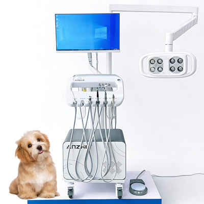 All-in-One Pet Dental Treatment Machine Mobile Veterinary Dental Unit with LED Lamp PC Mobile Vet Dental Cart for Dog Oral Care