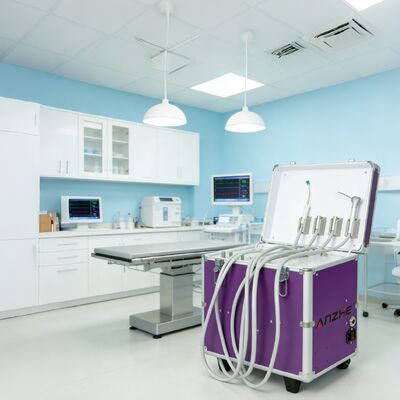 Un buon prezzo. Mini bagagli Unità dentale portatile con compressore d'aria Unità mobile di turbina dentale Completo set attrezzature portatili di clinica dentale in linea