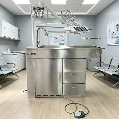 Un buon prezzo. Unità di trattamento dentale veterinario professionale con compressore d'aria silenzioso 32L e strumento a 5 portatori in acciaio inossidabile 304 in linea