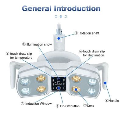 Un buon prezzo. Lampada di funzionamento LED dentale con 8 lampadine a LED Controllo del sensore a infrarossi e temperatura del colore regolabile per la sedia dentale in linea