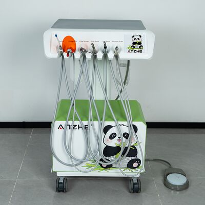 Unità dentistica veterinaria portatile con compressore d'aria silenzioso senza olio Stazione di lavoro dentistica veterinaria compatta con scalera ad ultrasuoni luce di cura a LED e sistema di aspirazione per la clinica dentistica animale