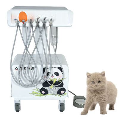 Unità dentale veterinaria portatile con compressore d'aria senza olio silenzioso con stadio di lavoro dentale veterinario con luce di guarigione e sistema di aspirazione per la clinica animale