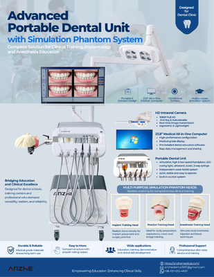 Unità di formazione dentale portatile con computer tutto in uno da 23,8 pollici Telecamera intraorale HD Testa fantasma per anestesia implantare e formazione dentale