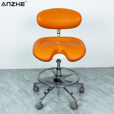 Sedile dental regolabile con sgabelli e sedile per operatori medici con tappezzeria in cuoio in microfibra e base in alluminio