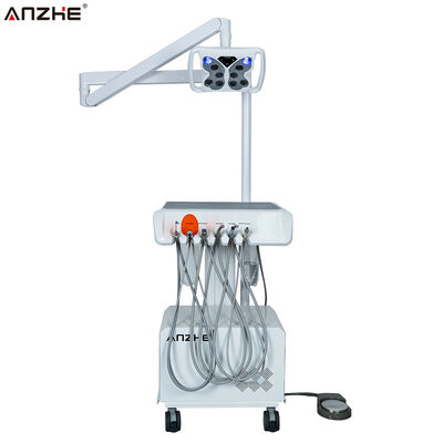 Unità Dentale Portatile con Lampada Sbiancante LED a Farfalla Compressore d'Aria Integrato Scaler Ultrasonico Luce Polimerizzazione LED Sistema di Aspirazione Postazione di Lavoro Dentale Mobile per Cliniche Dentali
