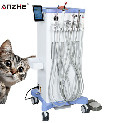 Unità dentale veterinaria portatile con motore elettronico 1:5 Fibra ottica Contra angolo carrello dentale veterinario con aspiratore e luce di cura a LED