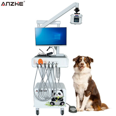 Unità Dentale Veterinaria Portatile con Macchina a Raggi X, Sensore Digitale, Telecamera Intraorale HD, Computer Touch Screen e Compressore d'Aria per Cliniche Dentali Veterinarie