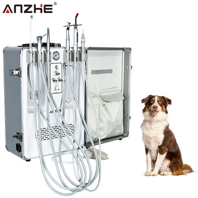 Sistema Dentale Veterinario Portatile Carrello Dentale Veterinario Mobile con Compressore d'Aria Integrato, Scaler, Lampada Polimerizzante e Aspirazione per Pratica sul Campo e Mobile