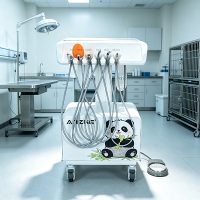 Un buon prezzo. Unità dentale veterinaria elettrica portatile con compressore d'aria Equipaggiamento dentale per animali mobili con luce di cura LED e aspirazione in linea