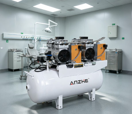 Un buon prezzo. 60L Silent Oil Free Compressore dental con asciugatrice d'aria 1700W Alta efficienza per 4 sedie dentali in linea