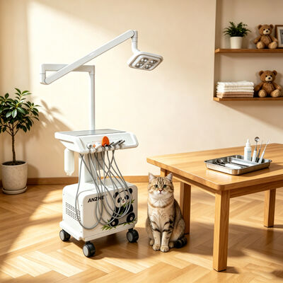 Un buon prezzo. Unità dentistica veterinaria portatile con 8 lampade dentistiche a LED integrata in compressione d'aria Scaler Curing Light Suction Mobile Workstation in linea