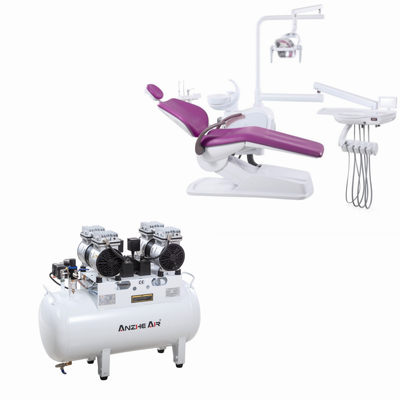 1100W Powerful 60dB Silent Oil Free Dental Air Compressor with 60L Large Capacity for Dental Clinics