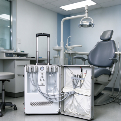 Un buon prezzo. Unità Dentale Portatile con Serbatoio d'Aria in Acciaio Inox da 6L a Basso Rumore 38dB e Doppia Tensione 110V/220V per Trattamenti Dentali Mobili in linea