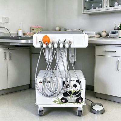 Compressore d'aria portatile senza olio da 550W per unità dentale veterinaria mobile per animali domestici con aspirazione e lampada polimerizzante a LED